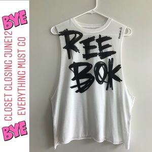 REEBOK WHITE MUSCLE TANK TOP sizeS